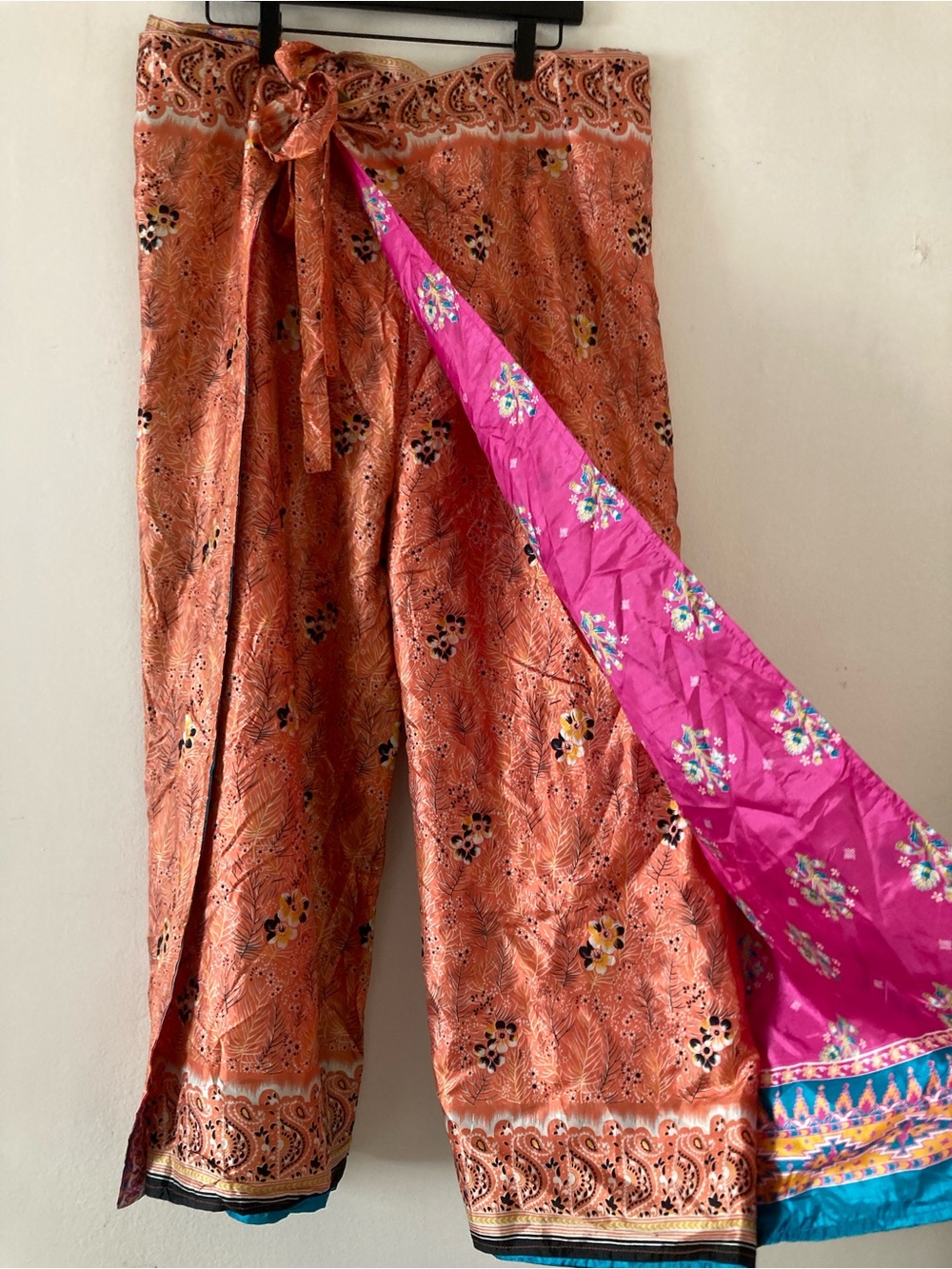 Urban Nomad coral and pink floral print Wrap reversible pants - Picture 7 of 7